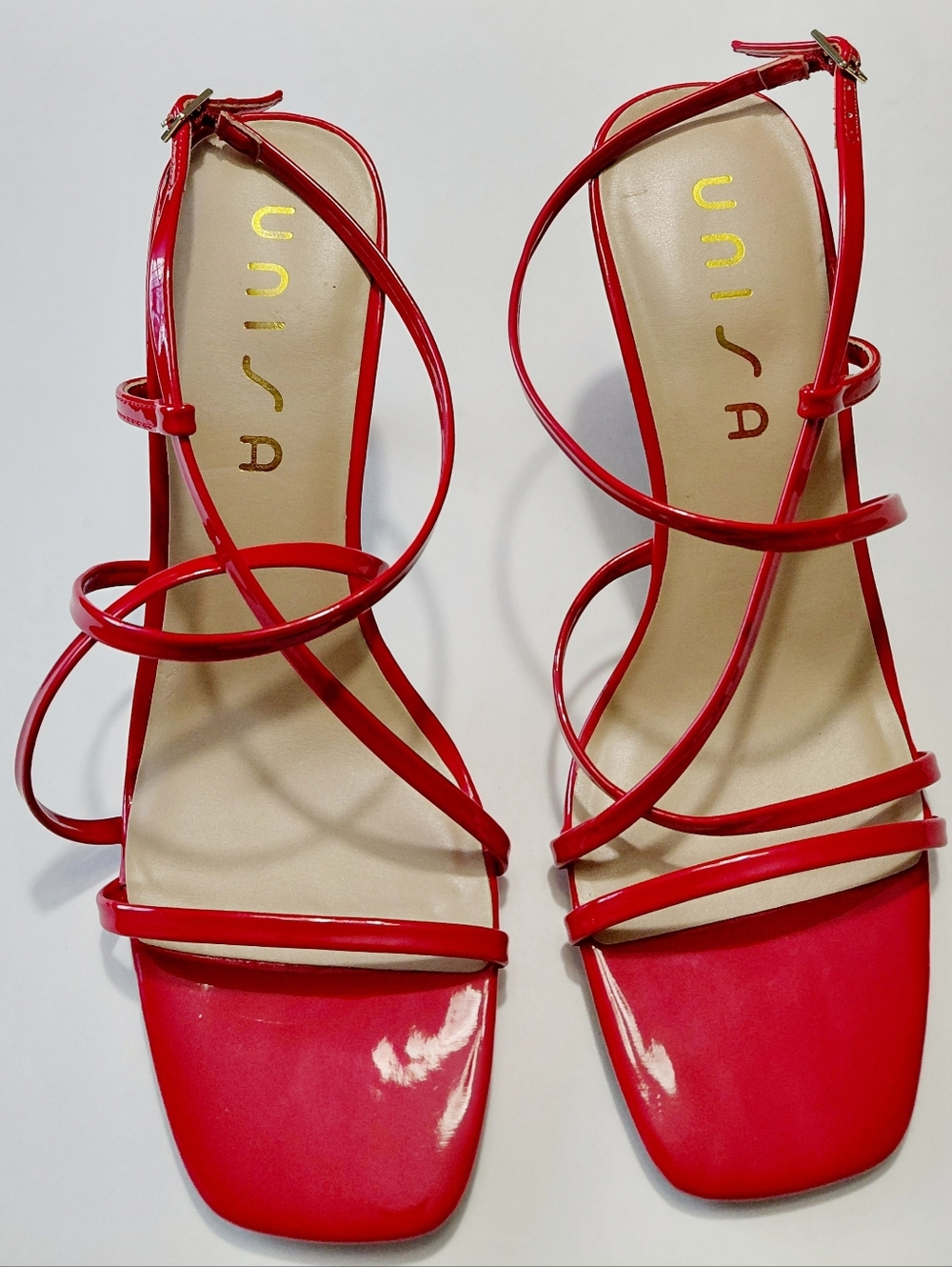 UNISA Women's Farsi  Red Strappy Patent Dress Sandals Size 10M